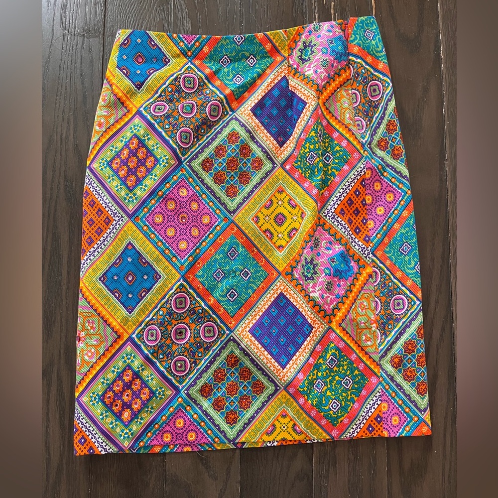 David Meister Multicolor Patchwork Pencil Skirt - image 1